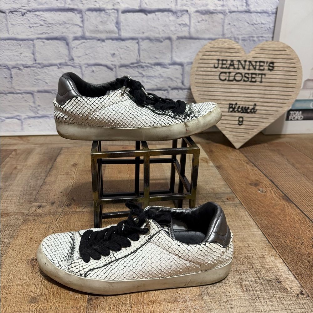 Zadig & Voltaire White Leather Snakeskin Sneakers shoes EU 38 US 7 WOMENS - Picture 15 of 16